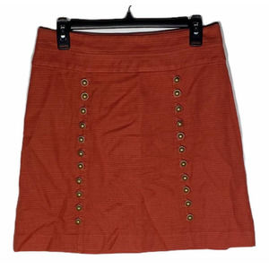 Anthropologie Idra Skirt Womens 6 Button Front Orange Mini A Line Cotton Acetate